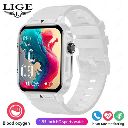 LIGE Smartwatch 1.95 Inch Screen Health Monitoring Watches IP68 Waterproof Sport Fitness Smart Watch for Men Women Reloj Hombre