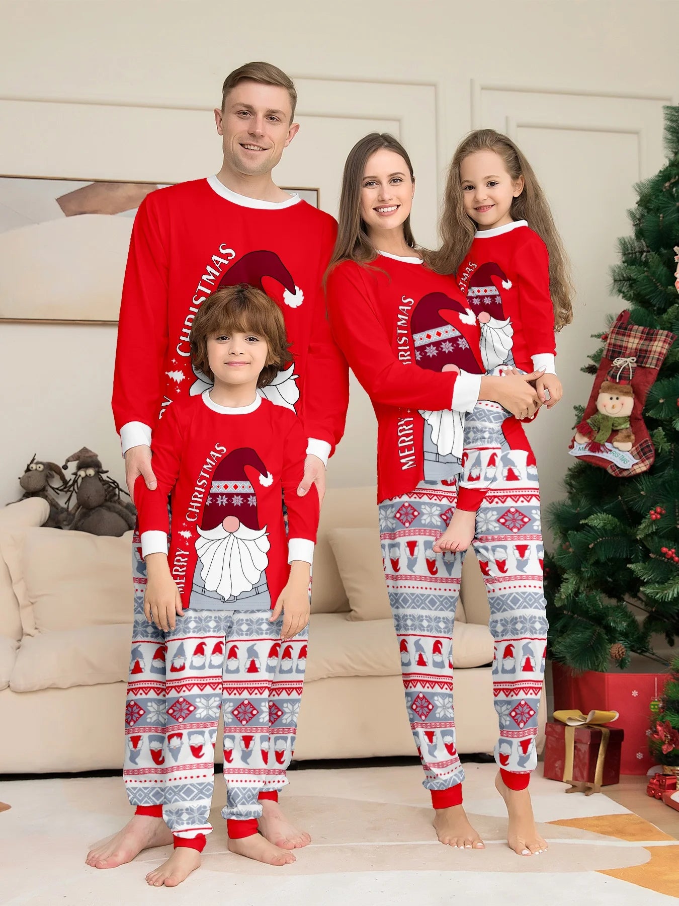 Merry Christmas Santa Claus Print Parent-Child Matching Pajamas Set Soft Cute Boys Girls Clothing Sets Pyjamas Xmas Family Look