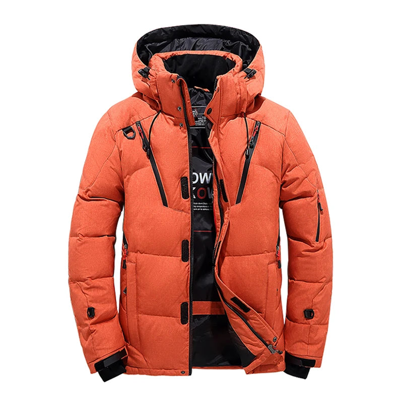 Winter down Jacket Men White Duck Coat Windproof Warm Travel Camping Overcoat New in Thicken Solid Color Hooded Male Clothing