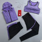 Quick Dry Women Yoga Clothing Hooded Coats+T Shirt+Bra+Shorts+Pants Sets Women Autumn Outdoor Running Sportswear Gym Suits