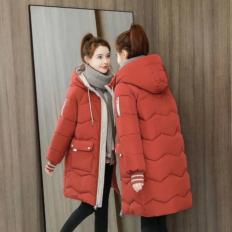 2024 Winter Women Jacket Coats Long Parkas Female down Cotton Hooded Overcoat Thick Warm Jackets Windproof Casual Student Coat