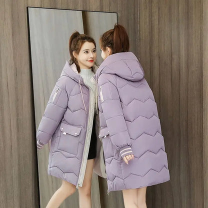 2024 Winter Women Jacket Coats Long Parkas Female down Cotton Hooded Overcoat Thick Warm Jackets Windproof Casual Student Coat