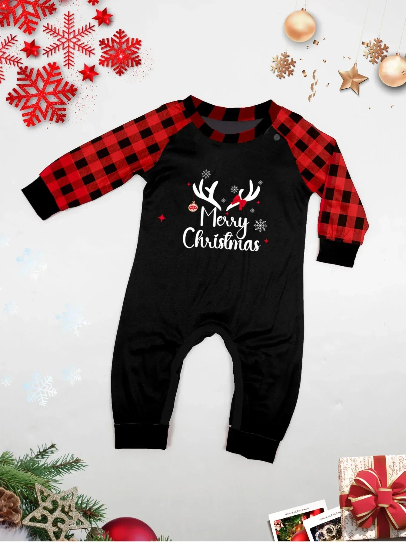 Merry Christmas Family Pajamas Set Plaid Print Long Sleeve 2 Pcs Suit Adults Kids Matching Clothes Soft Cute Sleepwear Xmas Look