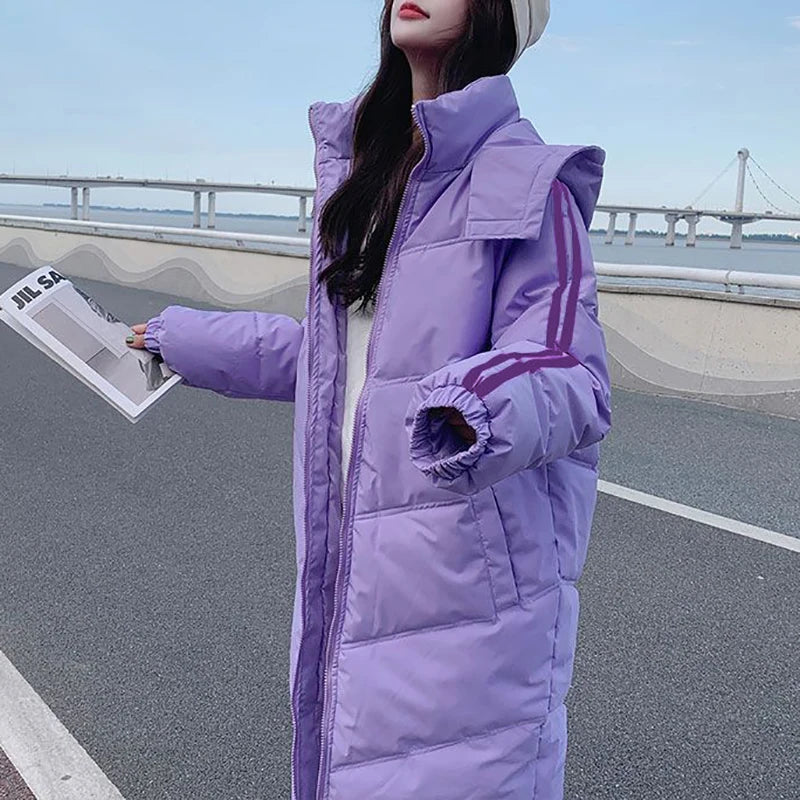 2024 Winter Women Jacket Coats Long Parkas Female down Cotton Hooded Overcoat Thick Warm Jackets Windproof Casual Student Coat