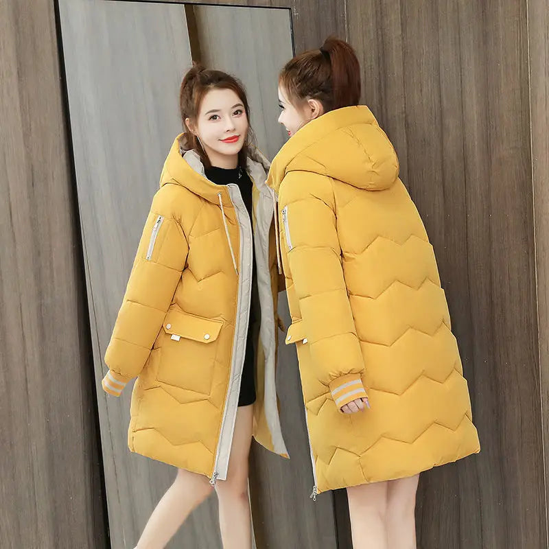 2024 Winter Women Jacket Coats Long Parkas Female down Cotton Hooded Overcoat Thick Warm Jackets Windproof Casual Student Coat