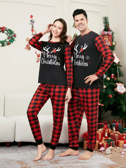 Merry Christmas Family Pajamas Set Plaid Print Long Sleeve 2 Pcs Suit Adults Kids Matching Clothes Soft Cute Sleepwear Xmas Look